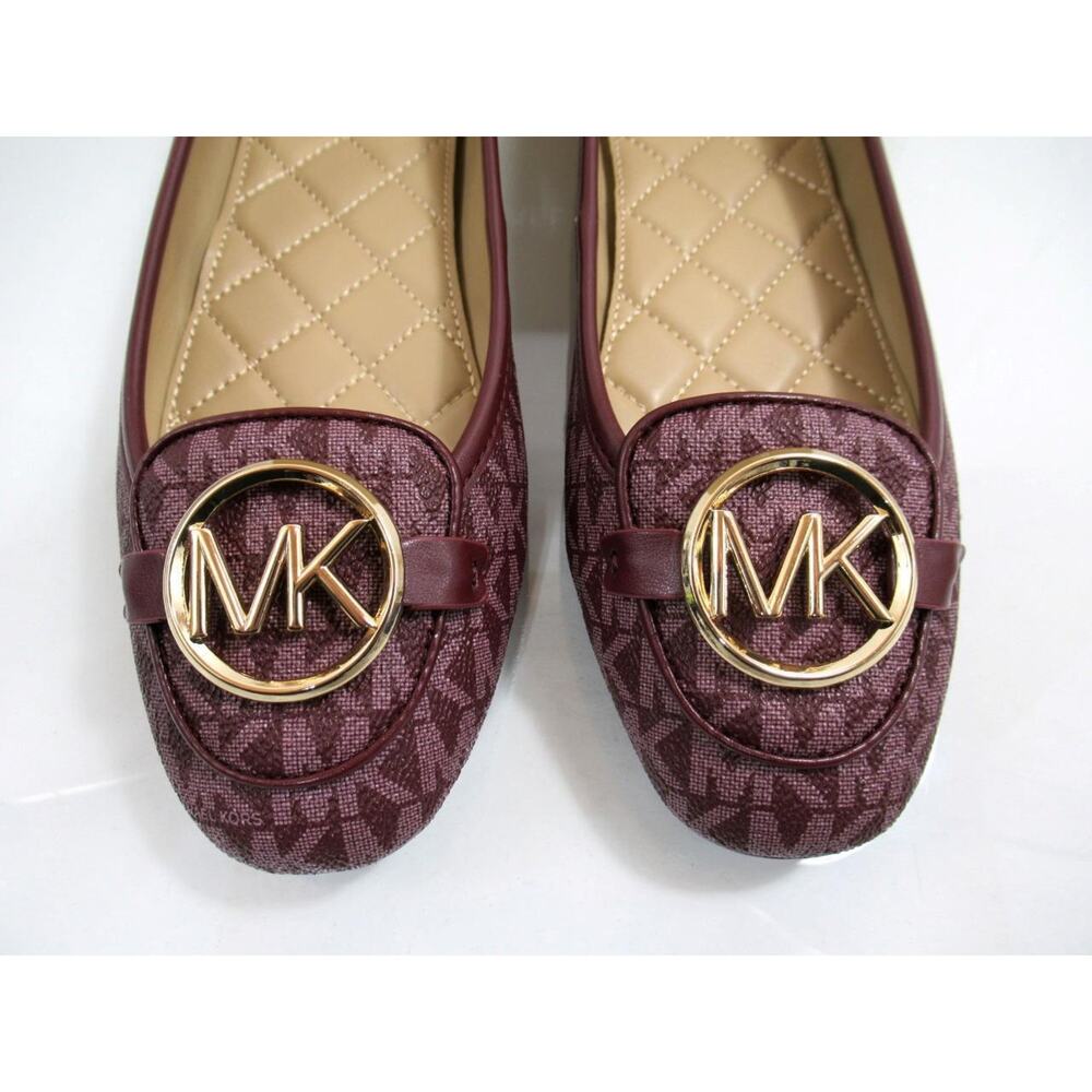 Michael Kors Lillie Moccasin Flat Shoes MK Signature Merlot Burgundy  Size 7.5 - Picture 5 of 9
